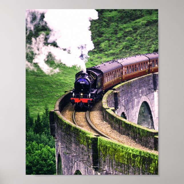 Affiche Train de locomotives sur le pont (Devant)
