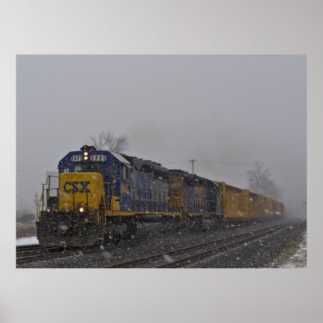 Affiche Train de marchandises dans la neige (Devant)