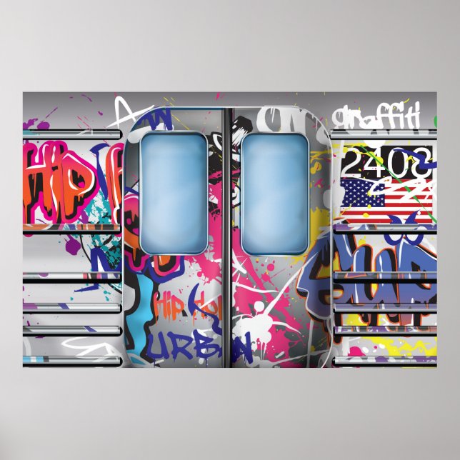 Affiche Train de métro graffiti (Devant)