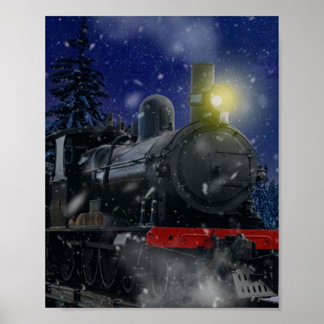 Affiche Train de Noël dans la neige (Devant)