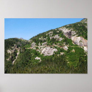 Affiche Train du Yukon à flanc de montagne, Canada