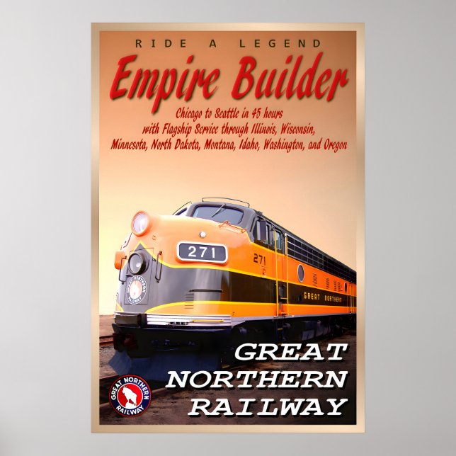 Affiche Train Empire Builder Great Northern Railway Rétro (Devant)