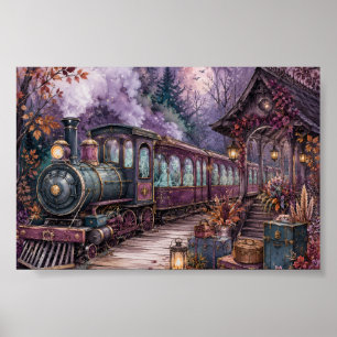 Affiche Train Express Squelette Gothique Whimsigoth Ensorc