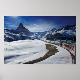 Affiche Train ferroviaire Gornergrat et Matterhorn à Zerma