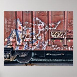 Affiche Train Graffiti Grunge Colorful Urban Street Art