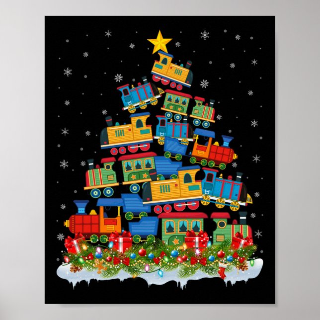 Affiche Train Lover Xmas Tree Père Noël Train de Noël (Devant)