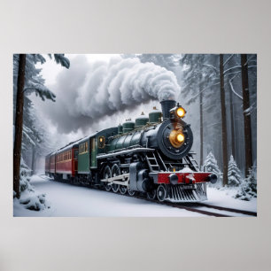 Affiche Train neigeux dans le paysage hivernal