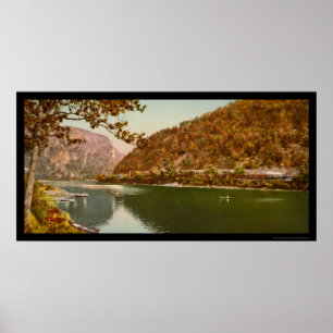 Affiche Train Passage par le Delaware Water Gap 1900