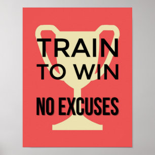 Affiche Train pour gagner la motivation du sport rouge