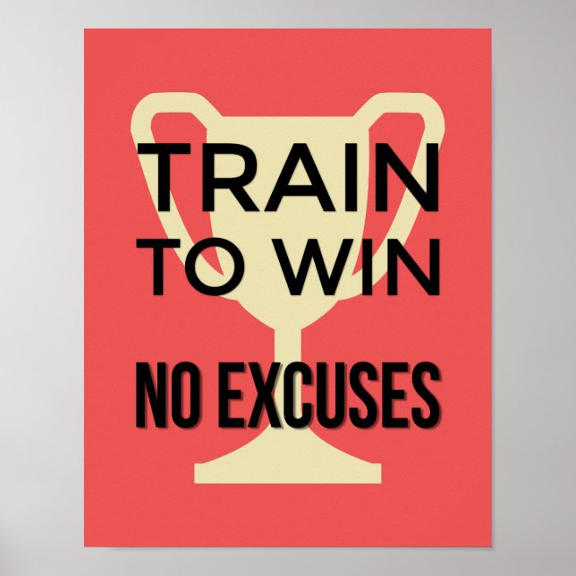 Affiche Train pour gagner la motivation du sport rouge (Devant)
