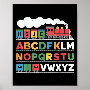 Affiche Train Railroad Lover Abc Alphabet A-z Abcs Kinderg