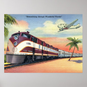 Affiche Train Streamliner, Merveilleuse Floride, Vintage