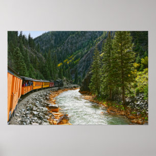 Affiche Train suivant la rivière Animas, Colorado