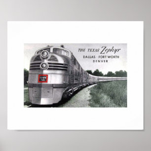Affiche Train Texas Zephyr Vintage