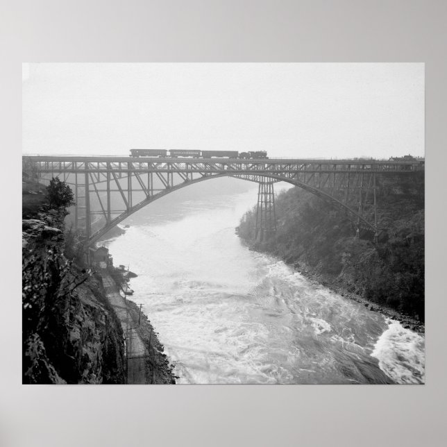 Affiche Train traversant la rivière Niagara, 1910. Photo a (Devant)