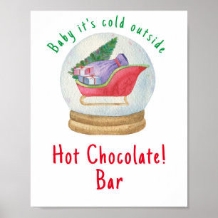Affiche Traîneau du Père Noël - Bar au chocolat chaud