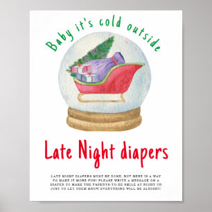 Affiche Traîneau du Père Noël - Couches pour la nuit