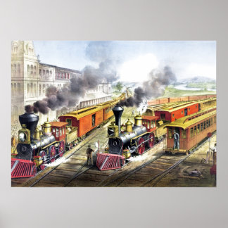 Affiche Trains à vapeur vintages Illustration de voyage Ar