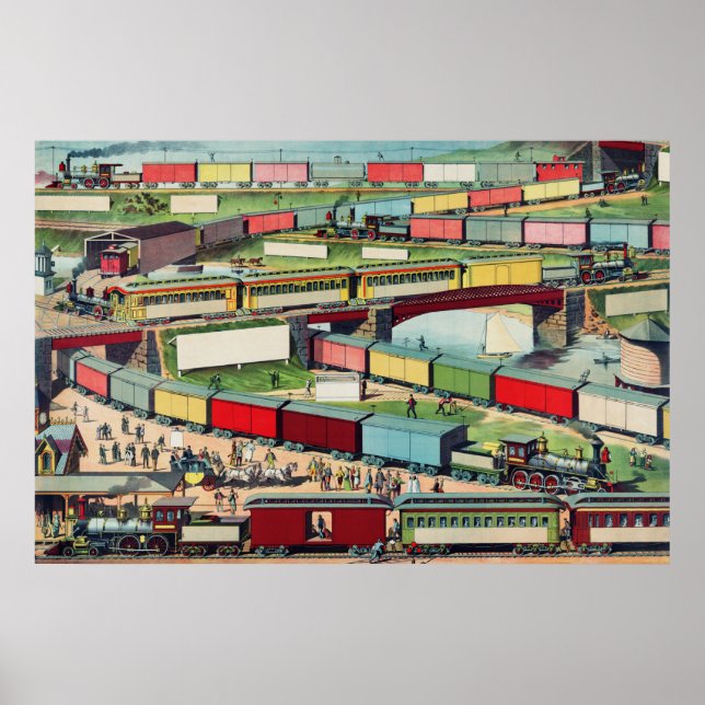 Affiche Trains Anciens (Devant)