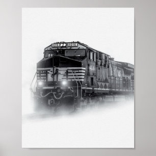 Affiche Trains de train noir et blanc