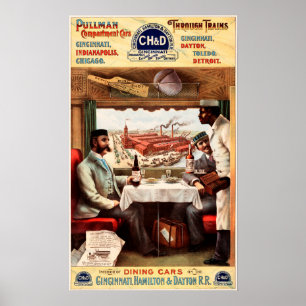 Affiche TRAINS PULLMAN via Cincinnati Indianapolis Dayton