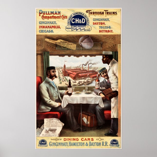 Affiche TRAINS PULLMAN via Cincinnati Indianapolis Dayton (Devant)