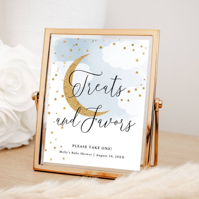 Affiche Traite et favorise Blue Gold Moon Baby shower Tabl (Créateur téléchargé)