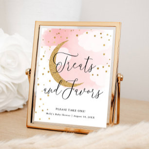 Affiche Traite et favorise la table de Baby shower de lune