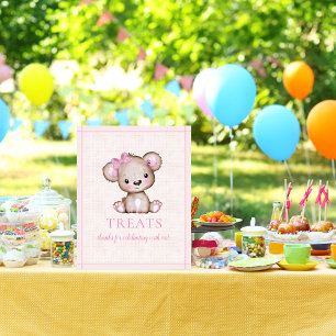 Affiche Traite Table mignonne fille ours Baby shower Poste