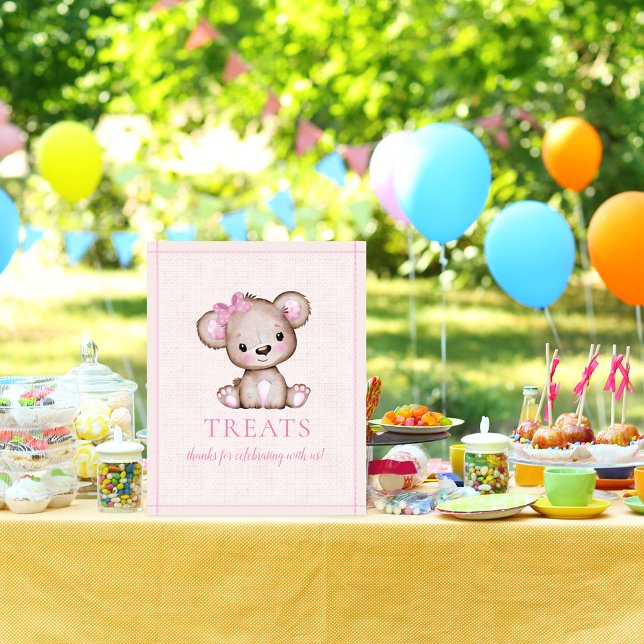Affiche Traite Table mignonne fille ours Baby shower Poste (Créateur téléchargé)