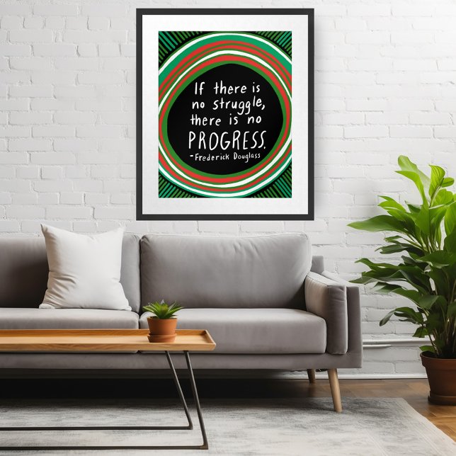 Affiche Traitement des devis en double verre (Struggle Progress Douglass Quote Handlettering Poster Wall Art Custom )