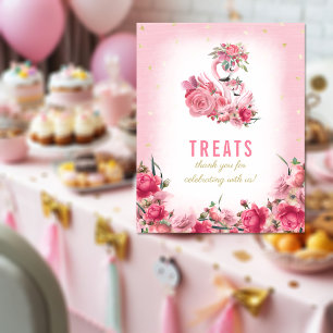Affiche Traitements SIGNE Baby shower rose Flamant rose Ba
