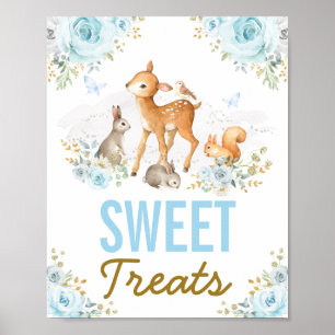 Affiche Traitements sucrés Bleu Forêt Bois Animaux Favoris