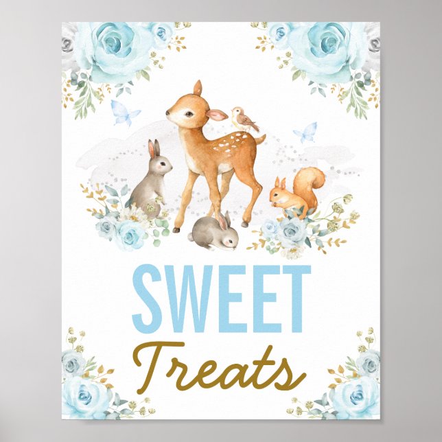 Affiche Traitements sucrés Bleu Forêt Bois Animaux Favoris (Devant)