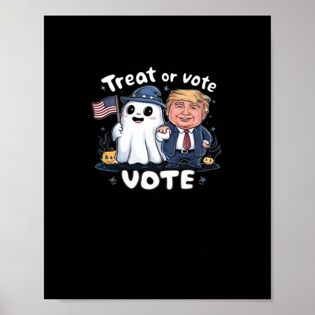 Affiche Traiter Ou Voter, Trumpkin Éffrayant, Halloween Gr (Devant)