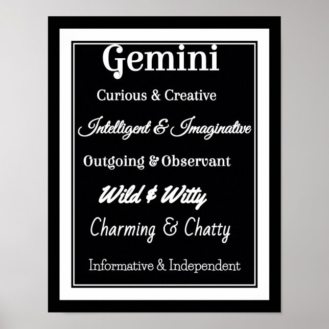 Affiche Traits de zodiac Gemini (Devant)