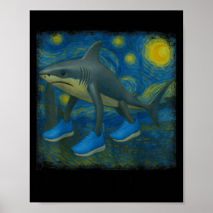 Affiche Tralalero Tralala Funny Shark Van Gogh Starry Nigh