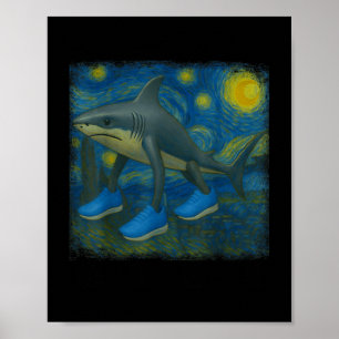 Affiche Tralalero Tralala Funny Shark Van Gogh Starry Nigh