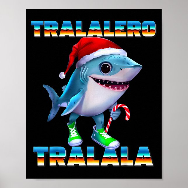 Affiche Tralalero Tralala Mémes de Brainrot Italien Noël (Devant)