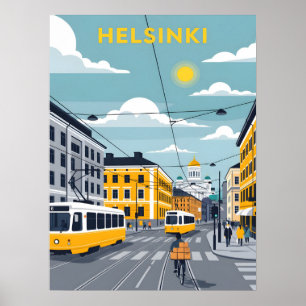 Affiche Tramway d'Helsinki – Paysage urbain de Finlande