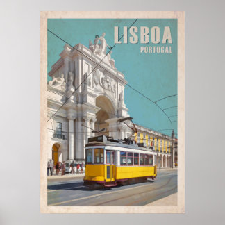 Affiche Tramway Jaune, Arche de la Rue Augusta. Lisbonne,