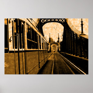 Affiche tramway sur le pont Liberty -vintage