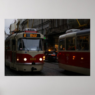 Affiche Tramways de Prague : Dusk sur les pavés