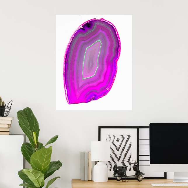Affiche Tranche d'agate magenta polie (Bureau à domicile)