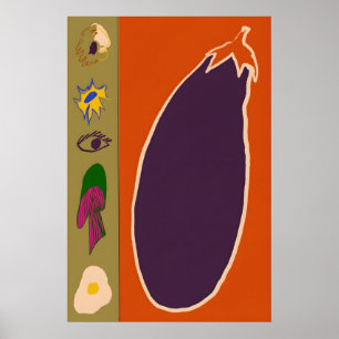 Affiche Tranche d'aubergine Japonaise Bauhaus Abstrait For