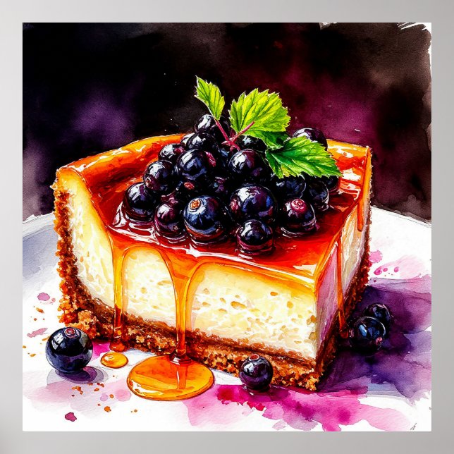 Affiche Tranche de cheesecake aux myrtilles pour la cuisin (Devant)