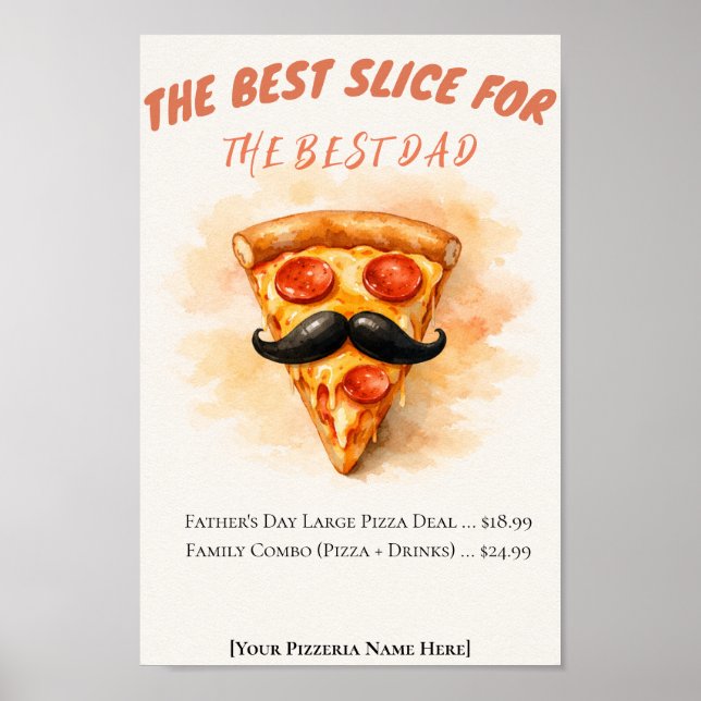 Affiche Tranche de pizza à l'aquarelle Meilleure tranche F (Devant)