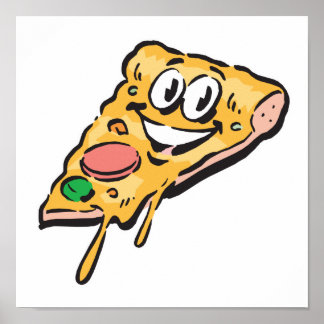Affiche tranche de pizza face heureuse