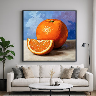 Affiche Tranche d'orange - Nature morte peinte dans un sty