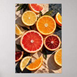 Affiche Tranches de Citrus Colorées – Kit Orange et Pample